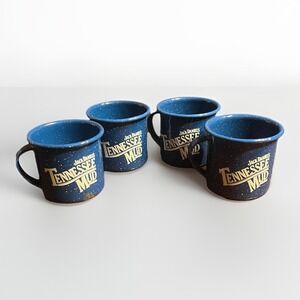Set of 4 Jack Daniels Tennessee Mud Enamel Campfire Camping Outdoors Coffee Mugs